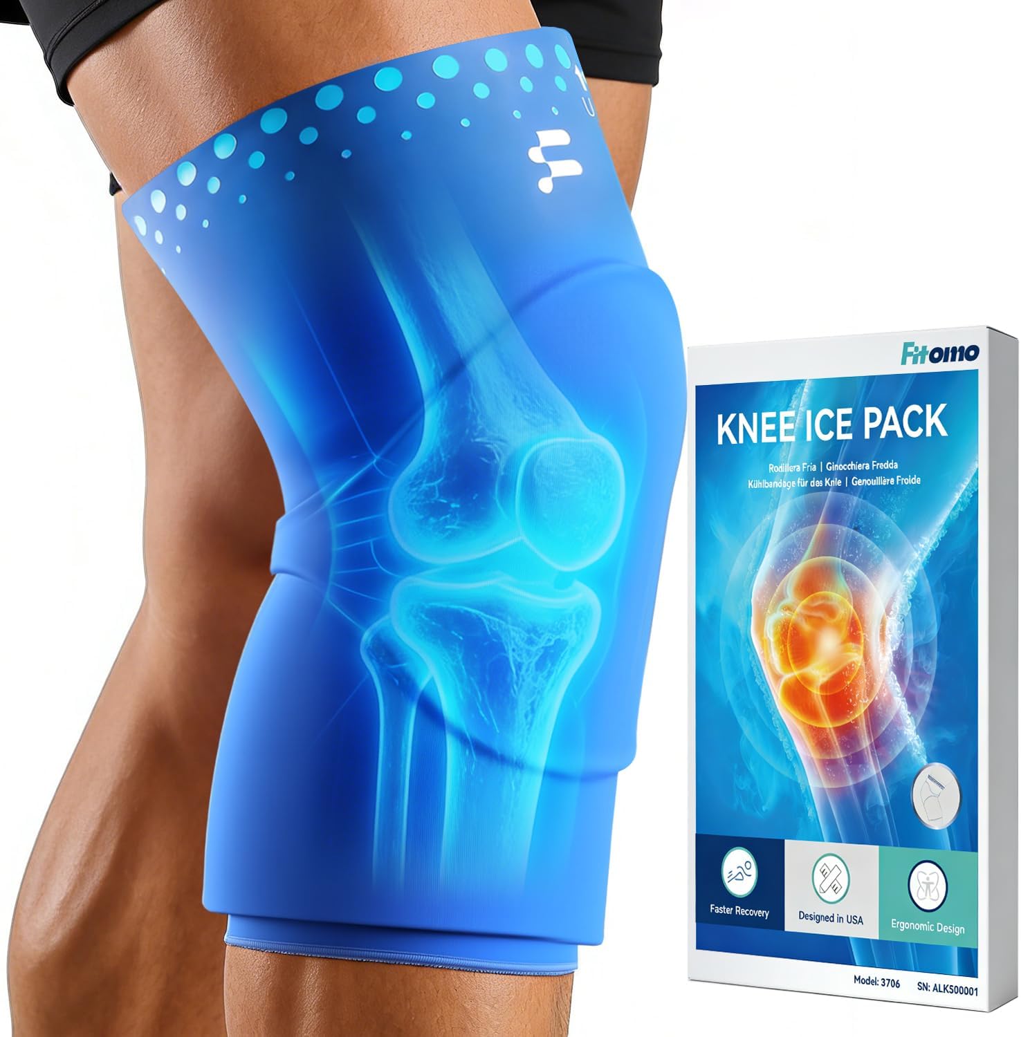 Fitomo FMKC1 Knee Ice Pack Wrap Sleeve | Flexible When Frozen