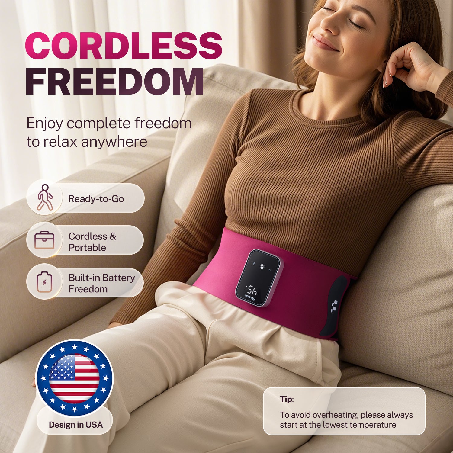 Fitomo FMHP1 Portable Heating Pad for Back Pain Relief