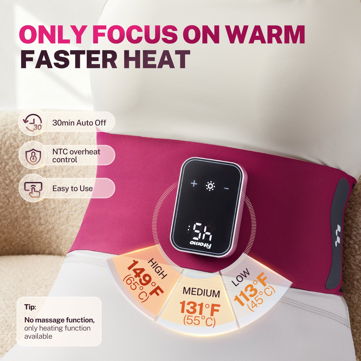 Fitomo FMHP1 Portable Heating Pad for Back Pain Relief