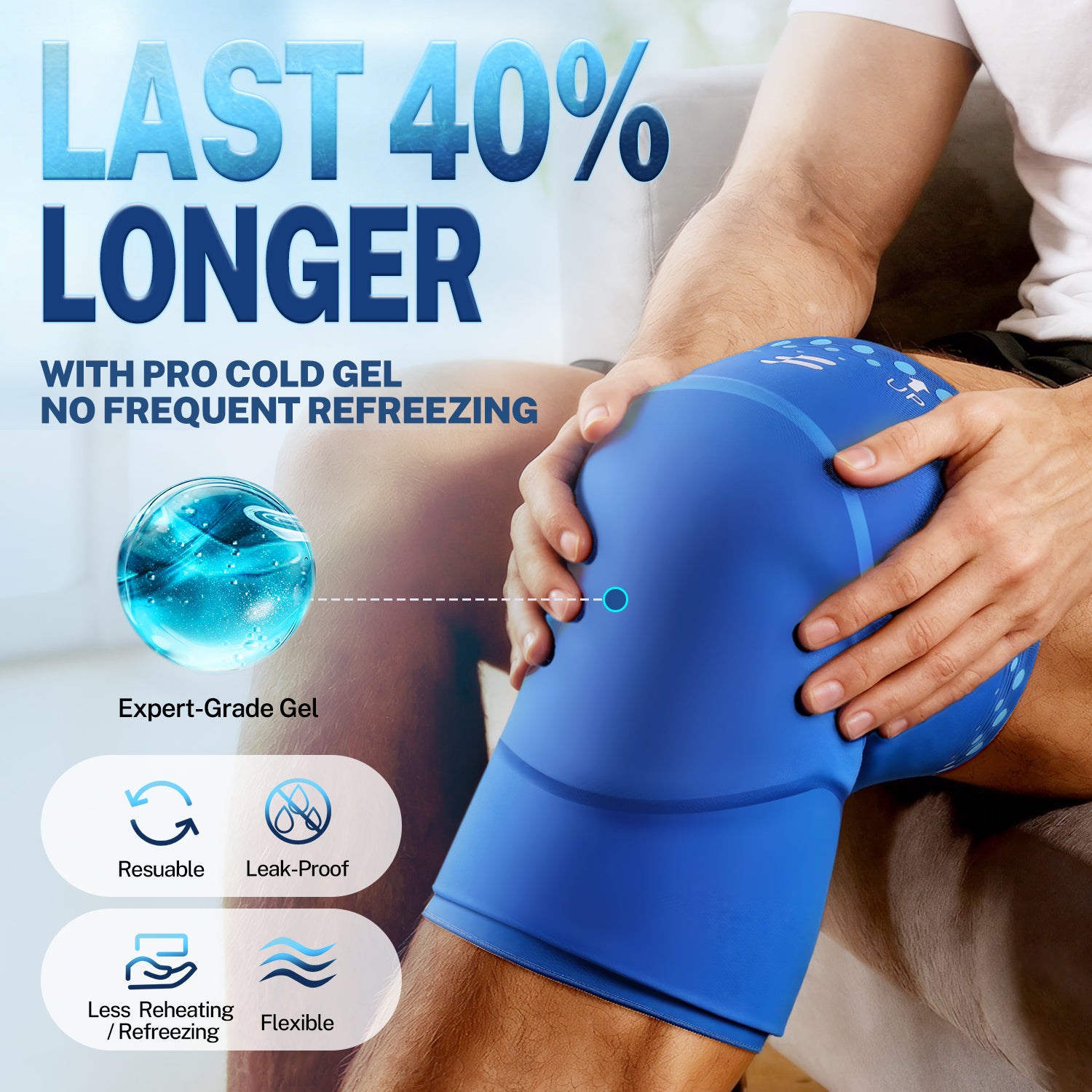 Fitomo FMKC1 Knee Ice Pack Wrap Sleeve Thickened Core for Knee Pain