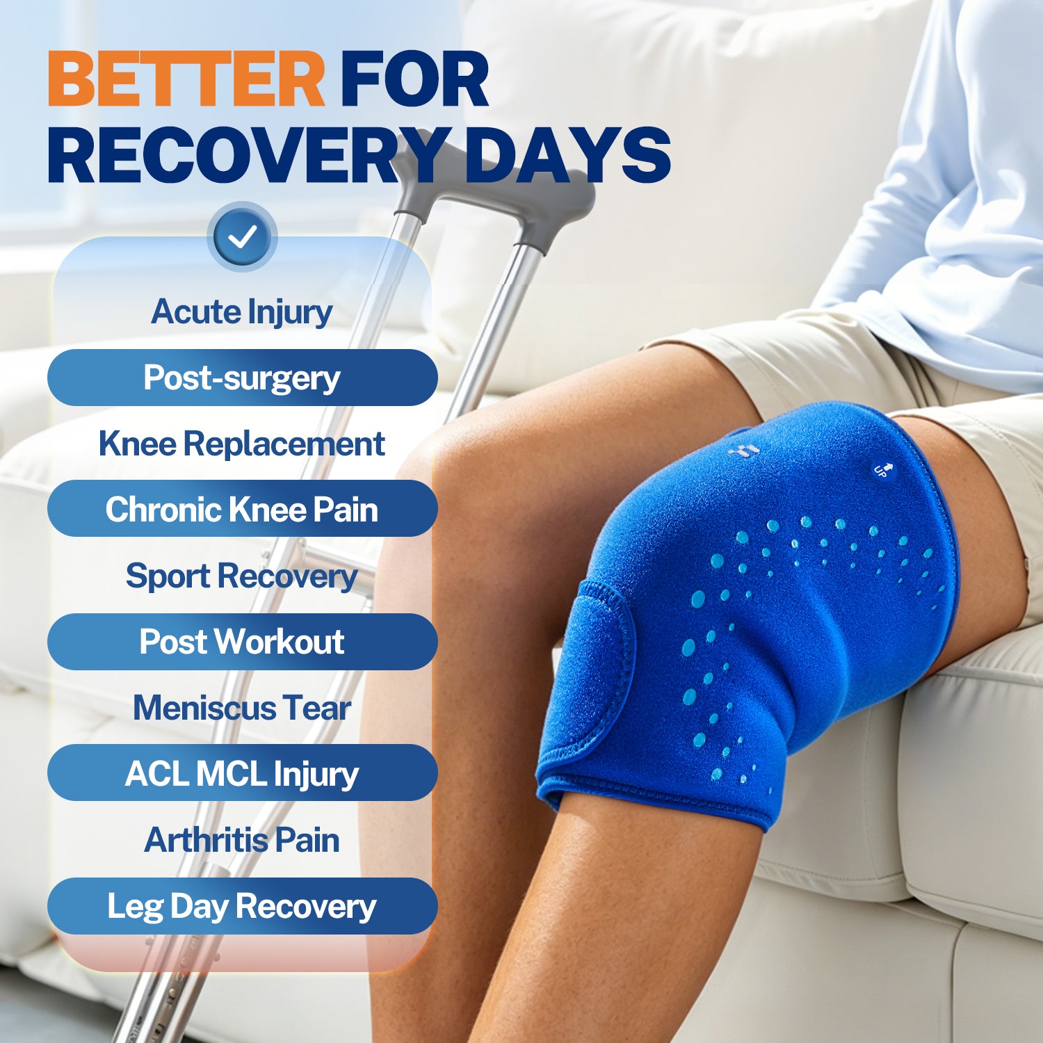 Fitomo Knee Ice Pack Wrap, Long-Lasting Cold Compression Relief, Deep Blue | Stays cold longer, soft after freezing, full wrap cooling, leak proof, reusable cold & hot therapy, made for recovery days