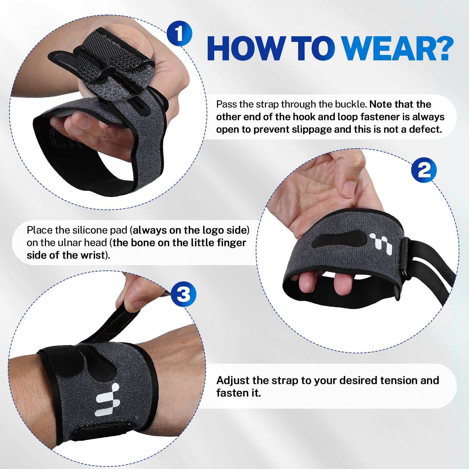 Fitomo TFCC Wrist Brace with 3D Cushion Pads Black