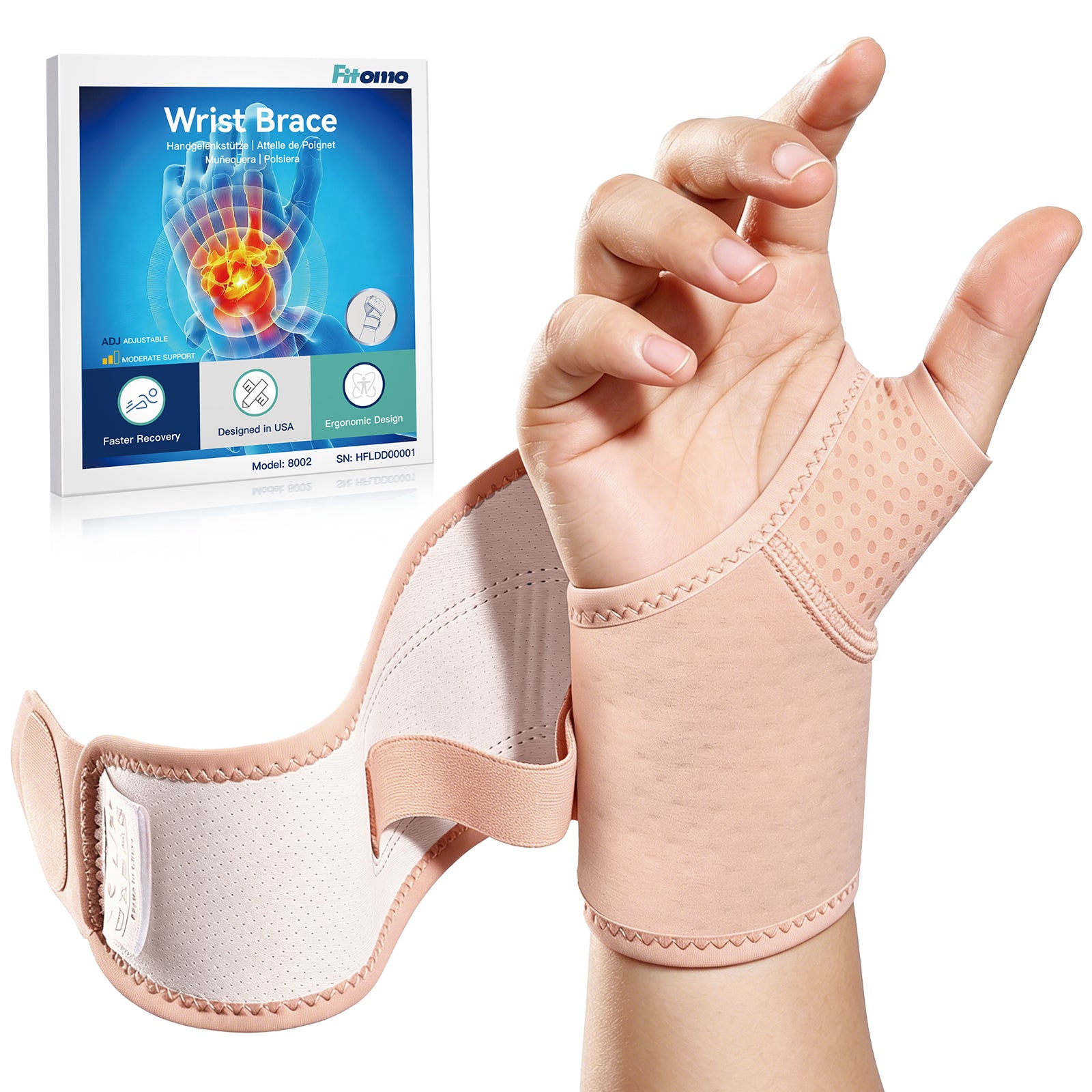 Wrist Brace with Soft-Touch Fabric, Breathable Compression Wrist Support for Daily Wear, Typing & Work, Adjustable Wrist Wrap for Mild Carpal Tunnel, Tendonitis, Arthritis & Sprains