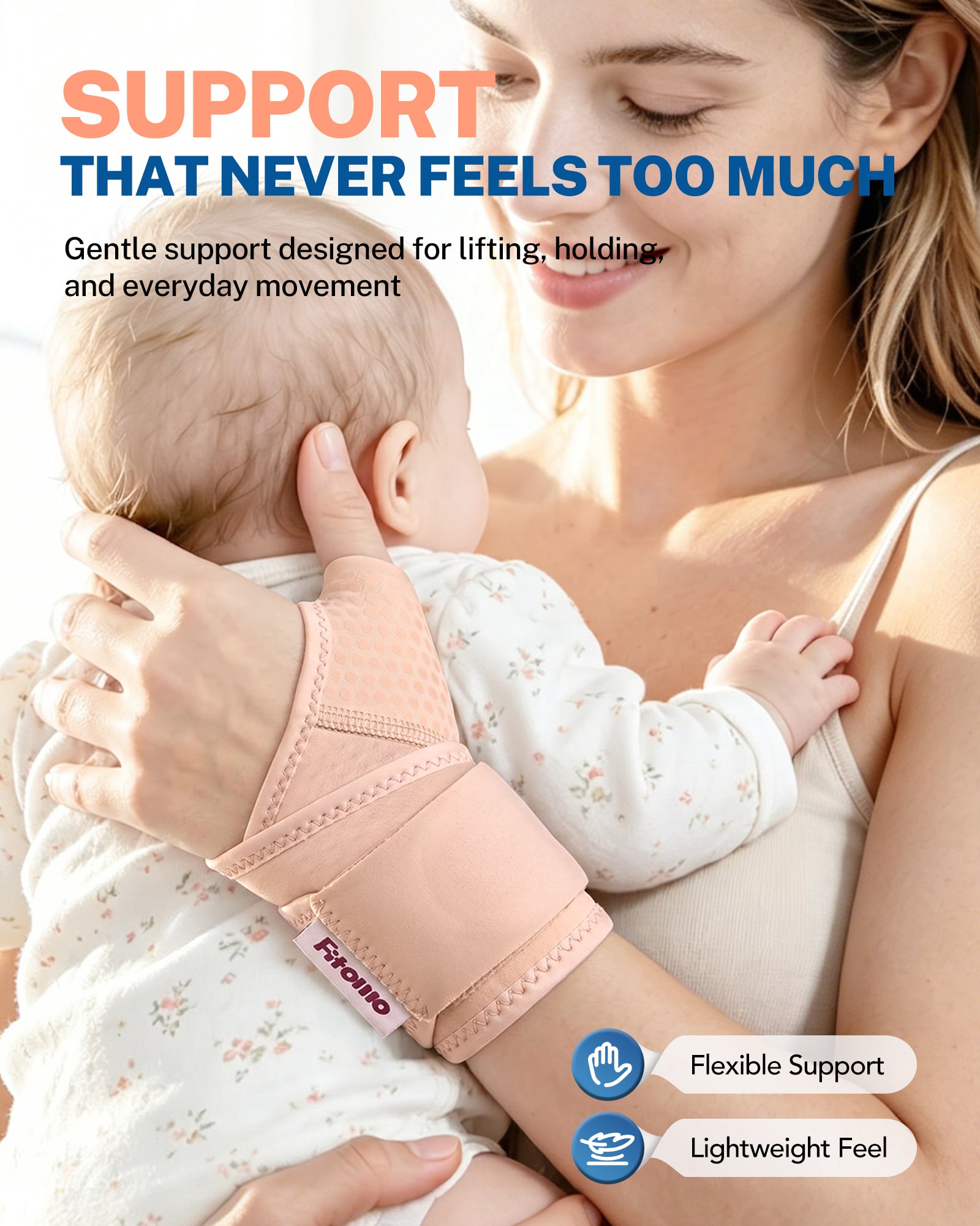 Wrist Brace with Soft-Touch Fabric, Breathable Compression Wrist Support for Daily Wear, Typing & Work, Adjustable Wrist Wrap for Mild Carpal Tunnel, Tendonitis, Arthritis & Sprains