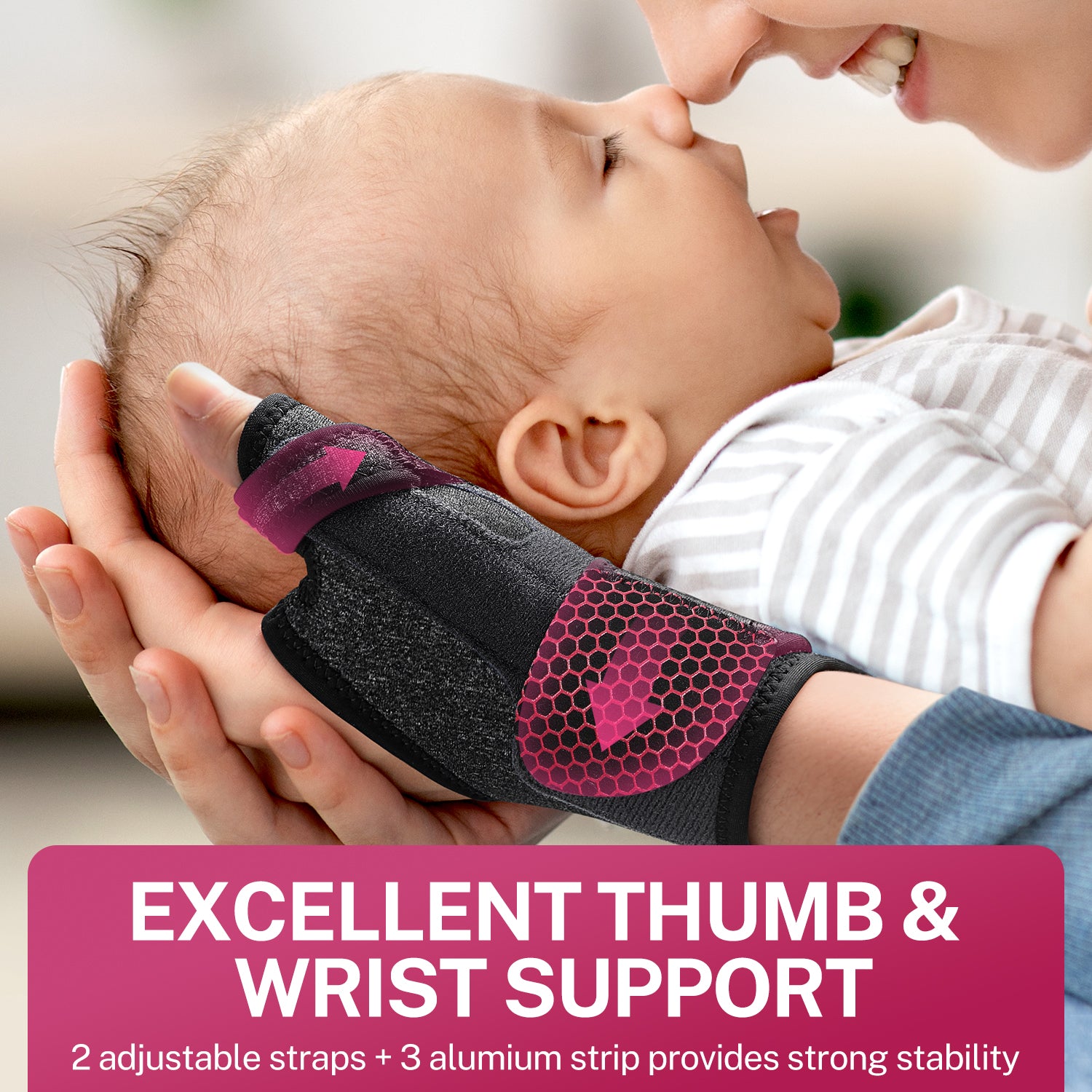 Fitomo FMWB4 Wrist Brace & Thumb Stabilizer, Rose