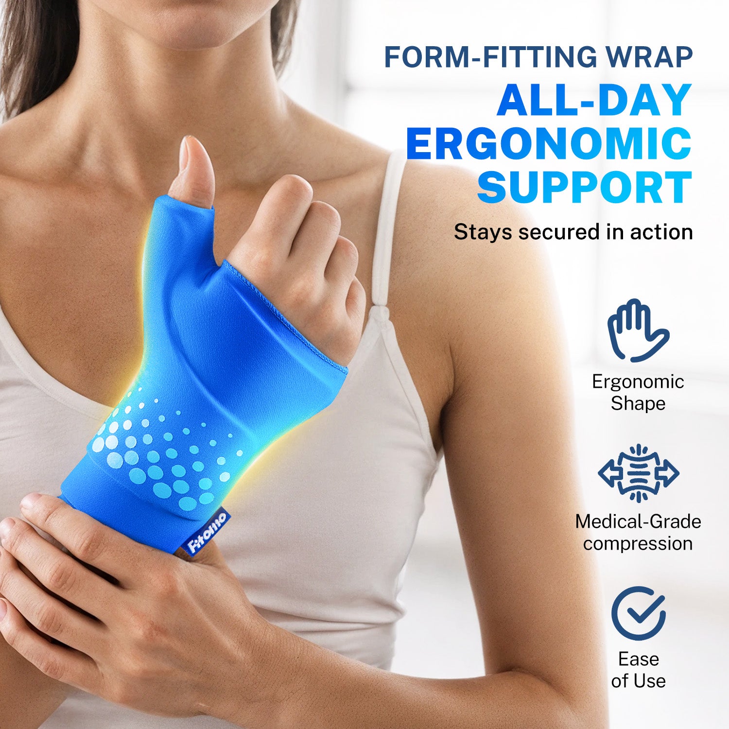 Fitomo FMWCP1 Thumb & Wrist Ice Pack Wrap Blue