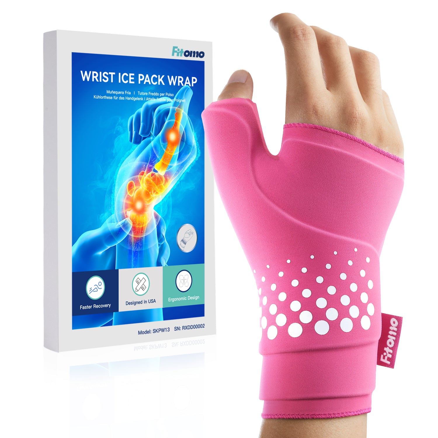Fitomo FMWCP1 Thumb & Wrist Ice Pack Wrap Pink