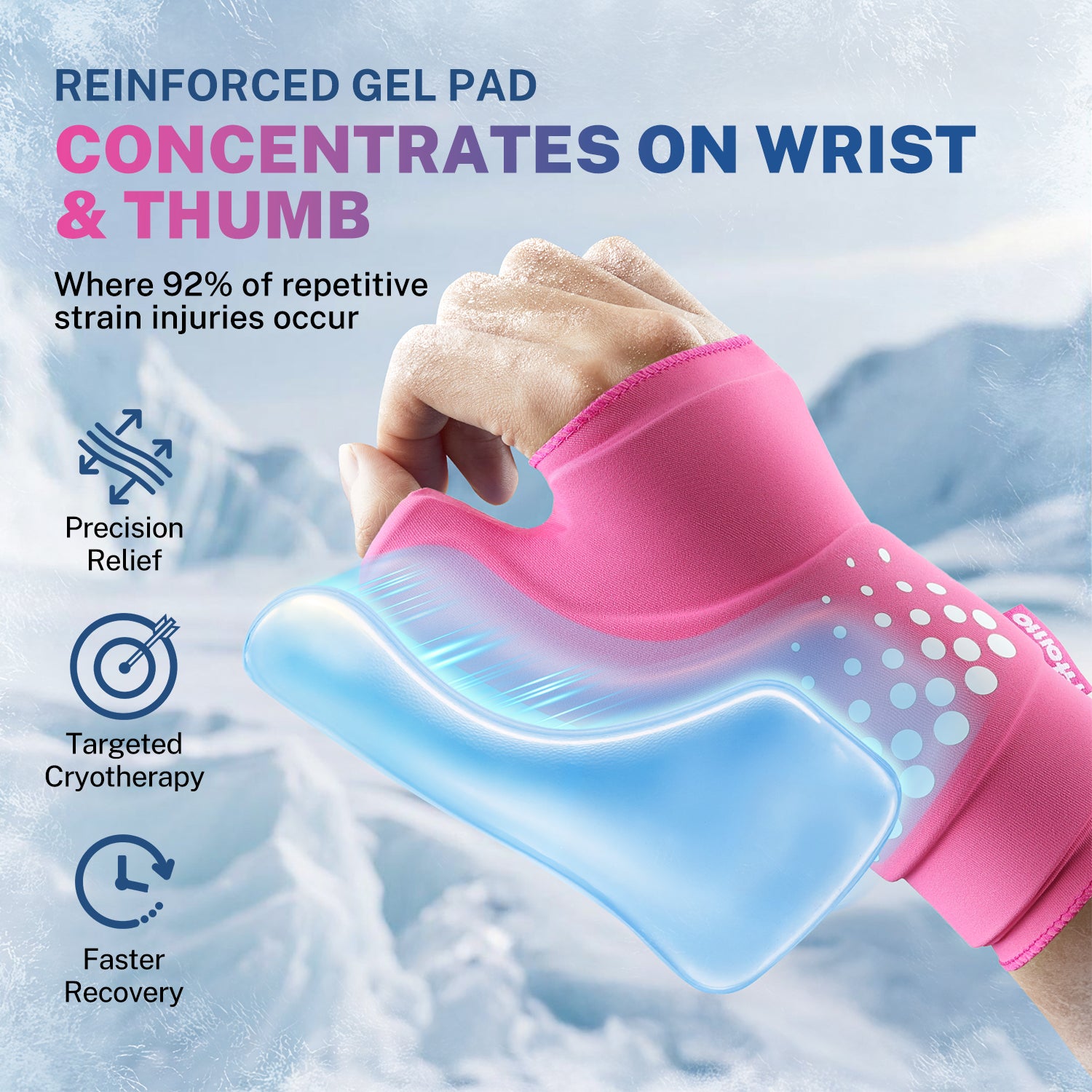 Fitomo FMWCP1 Thumb & Wrist Ice Pack Wrap Pink